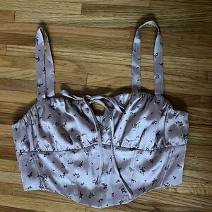 GARAGE Pink floral corset tank top